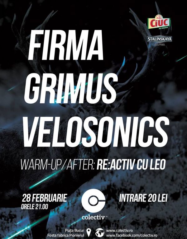 Castiga doua invitatii duble la concertul Firma, Grimus si Velosonics de pe 28 februarie, din Club Colectiv